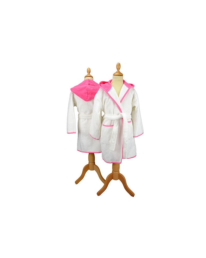 Peignoir enfant à capuche 400 g/m² Blanc Pink