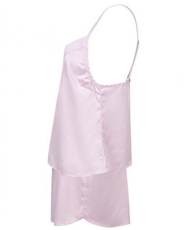 Pyjama court en satin  rose pour femme