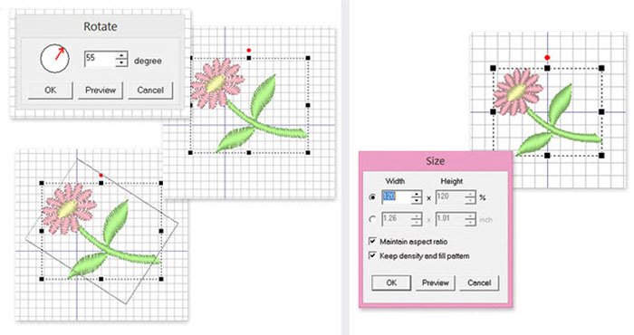 Capacités d'édition PE-Design Plus 2