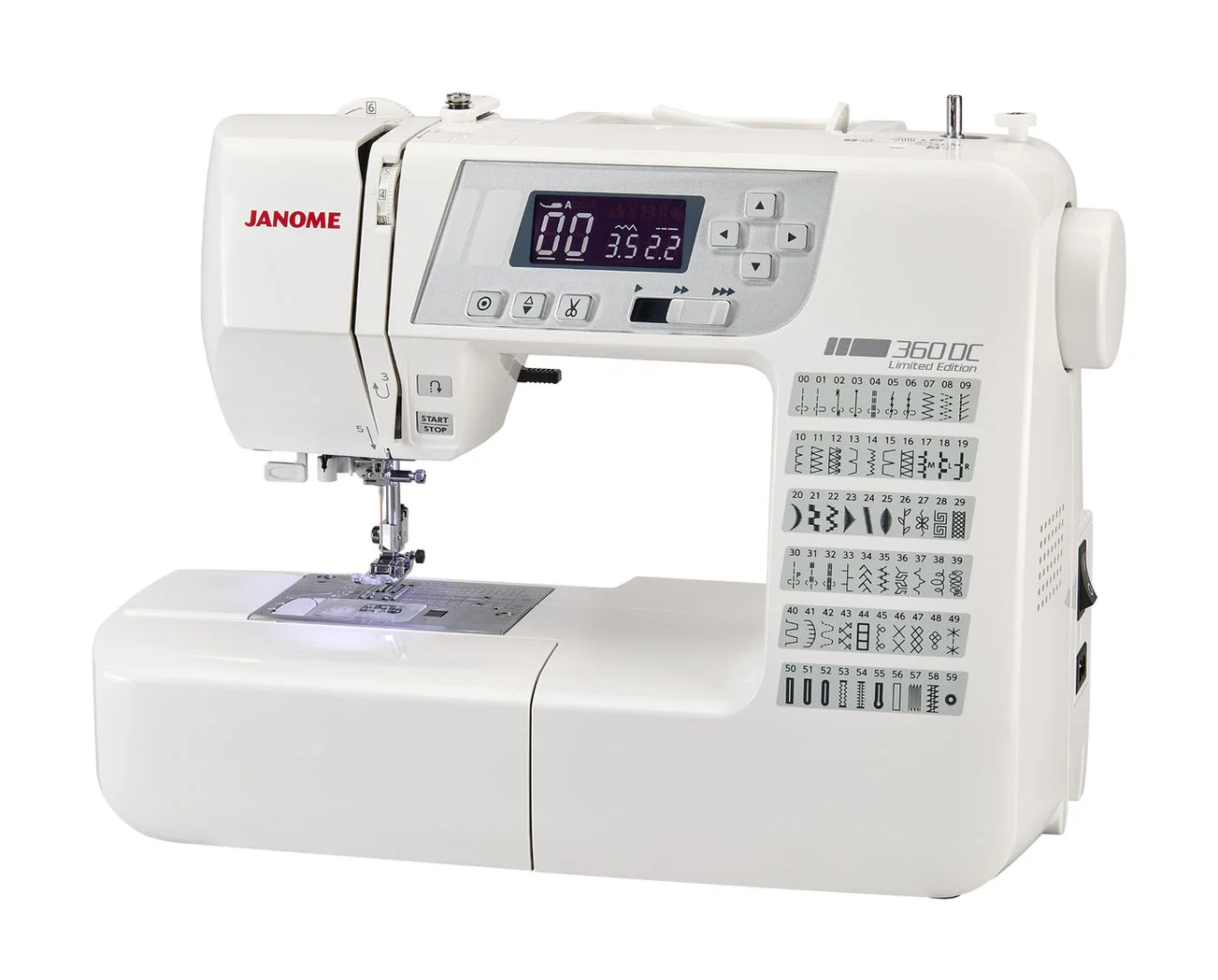 Machine à coudre électronique Janome 360 DC disponible chez jebrode.be
