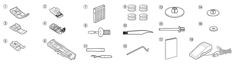 Accessoires de la machine à coudre JANOME Sewist 25S